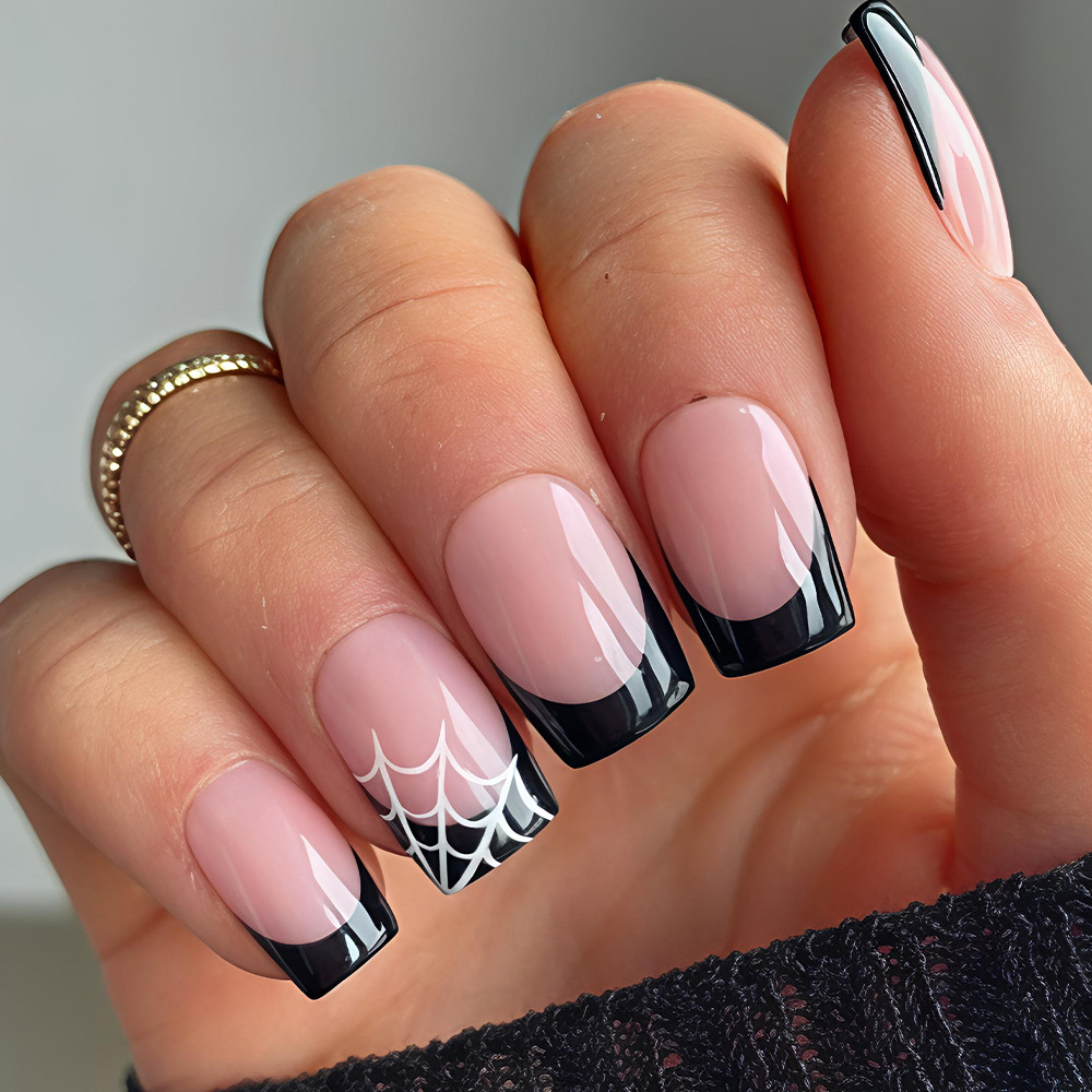 Nail Art Fake - 24Pcs Halloween Press On Nails Pink