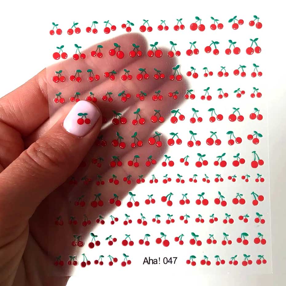 Nail Art Red Cherry - 1sheet 3D Sweet Cherry Fruit Nail