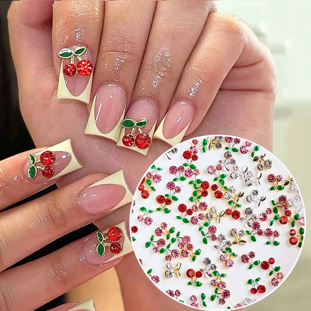 40pcs 3D Shiny Pink & Red Cher - Nail Art Red Cherry review and price