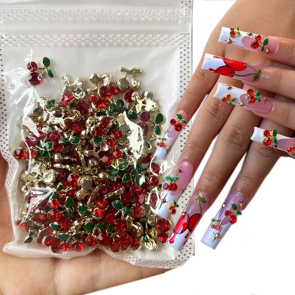 40pcs 3D Shiny Pink & Red Cher - Nail Art Red Cherry review and price