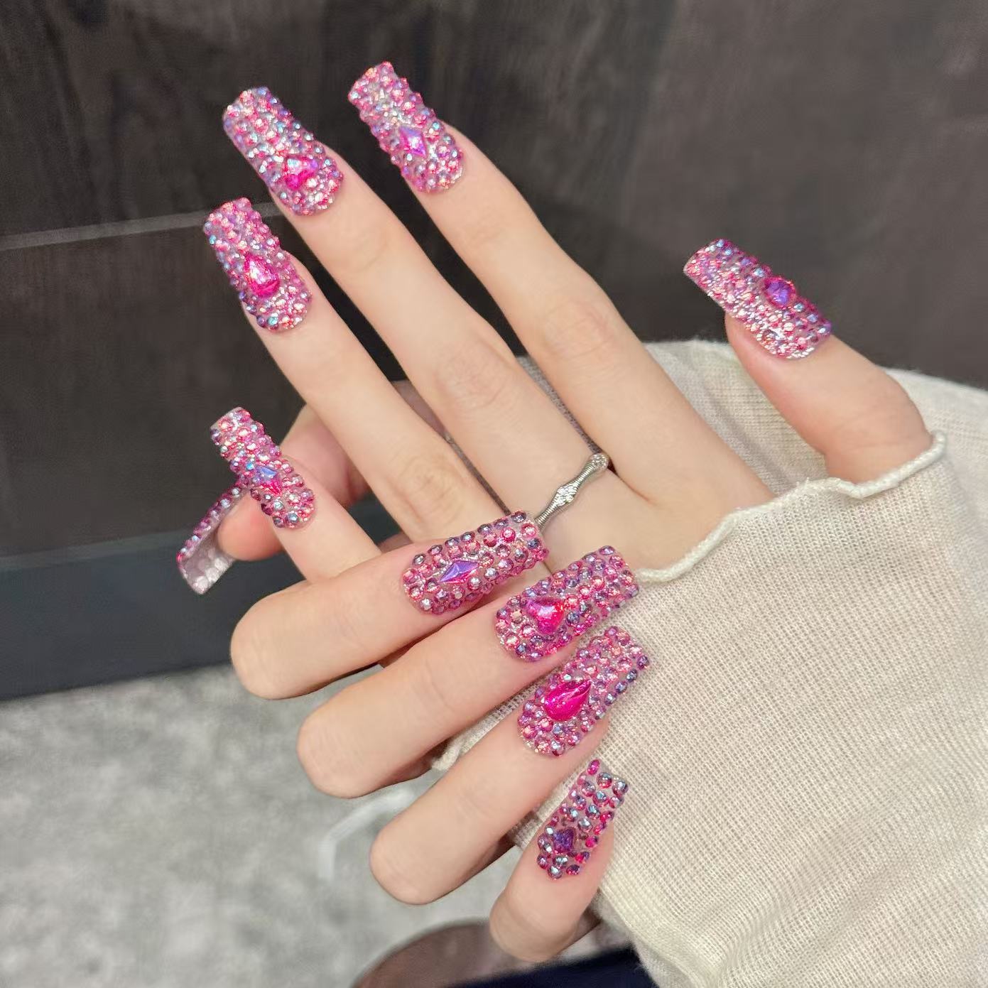 10PCS Long Square  Handmade Pr - Nail Art Fake review and price