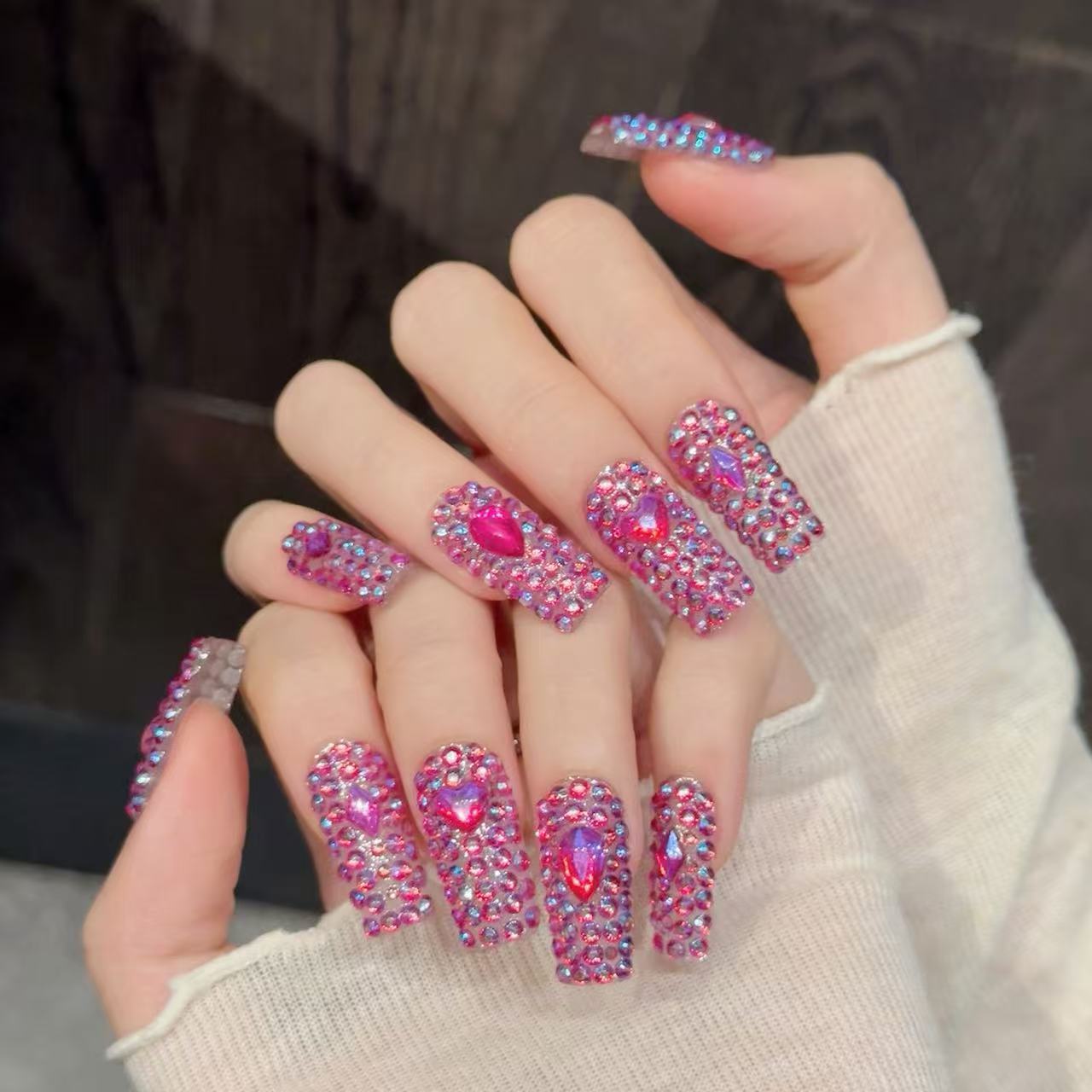 10PCS Long Square  Handmade Pr - Nail Art Fake review and price