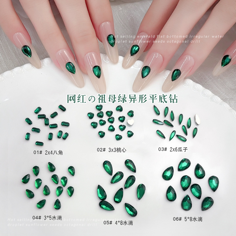 50PCS Dark Green Flat Back 3D  - Nail Art Emerald Green review and price