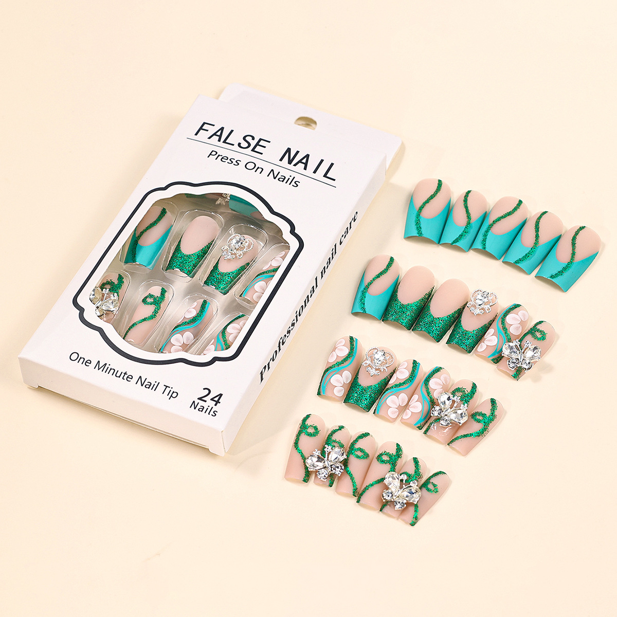 Long Coffin Press on Nails Bal - Nail Art French review and price