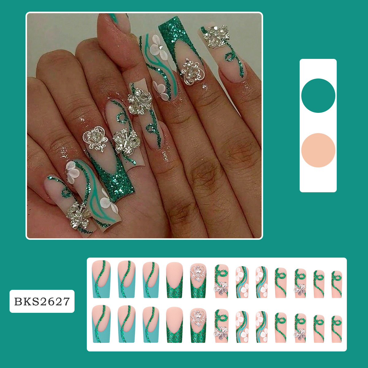 Long Coffin Press on Nails Bal - Nail Art French review and price