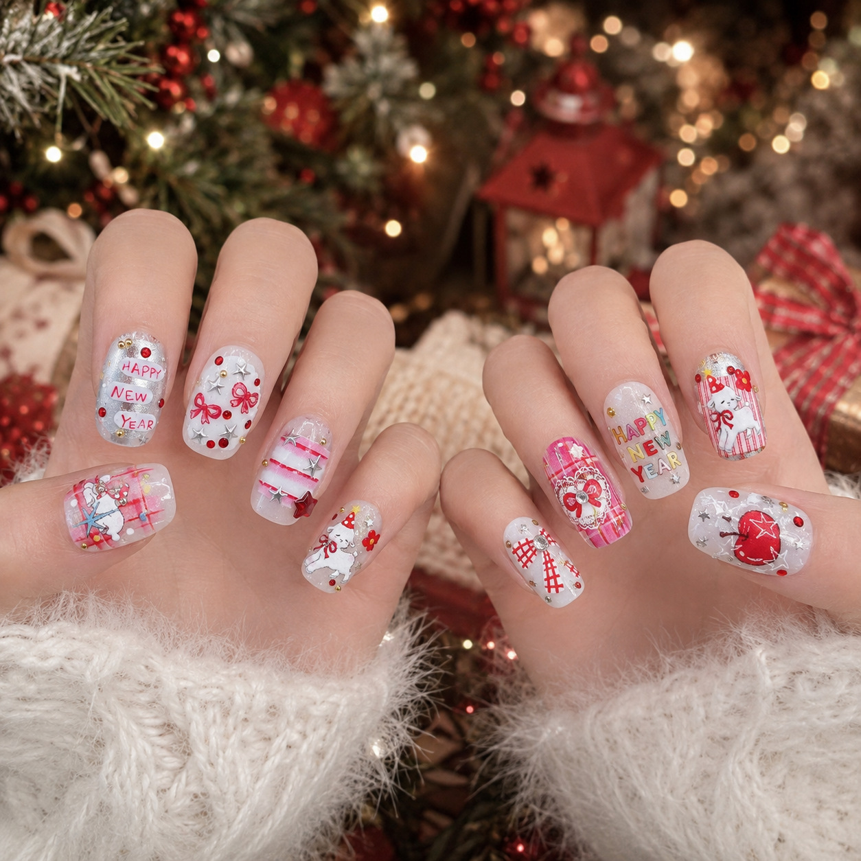 Festive Red 5D Xmas New Year N - Nail Art Red Cherry review and price