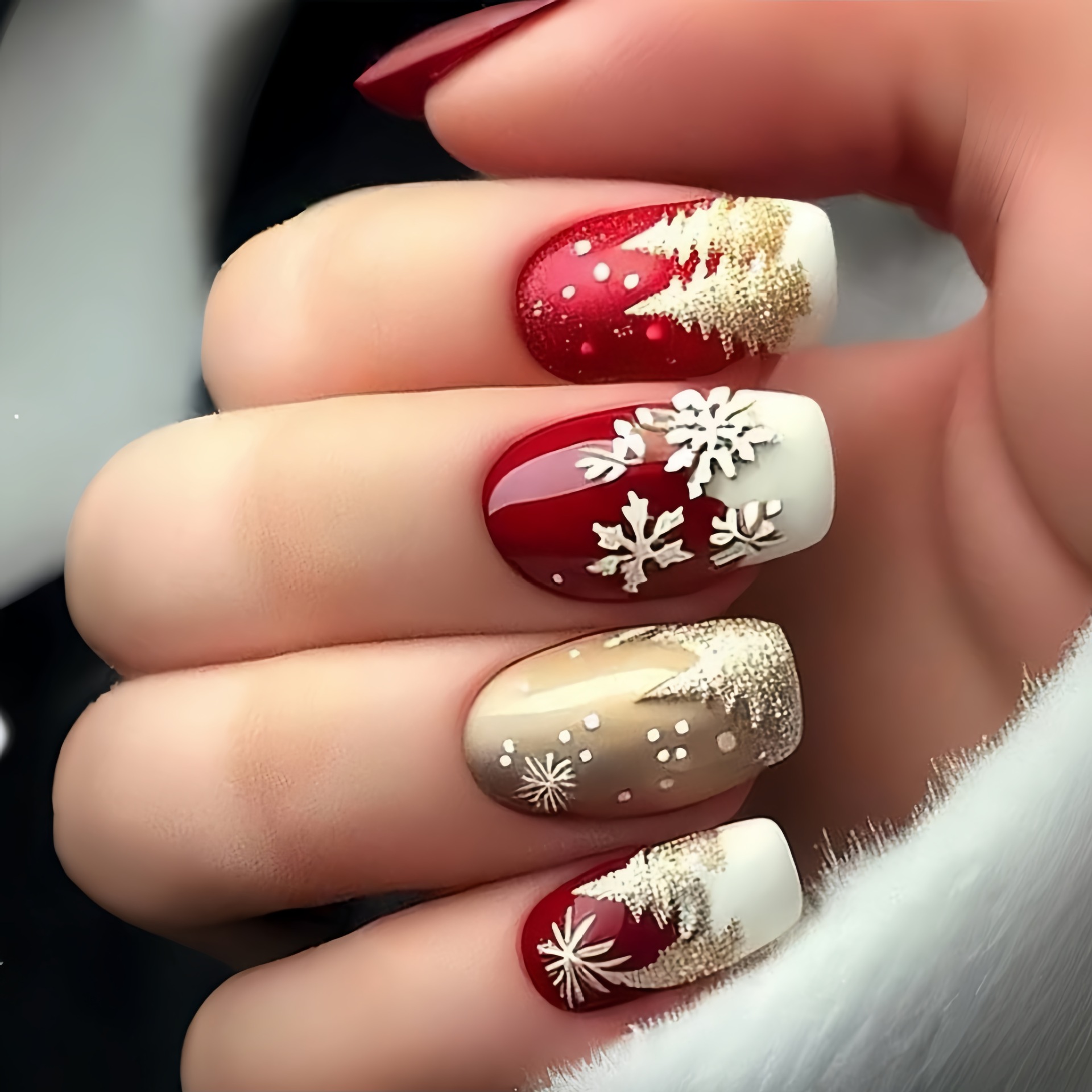 Medium fake nails for Christma - Nail Art Fake review and price