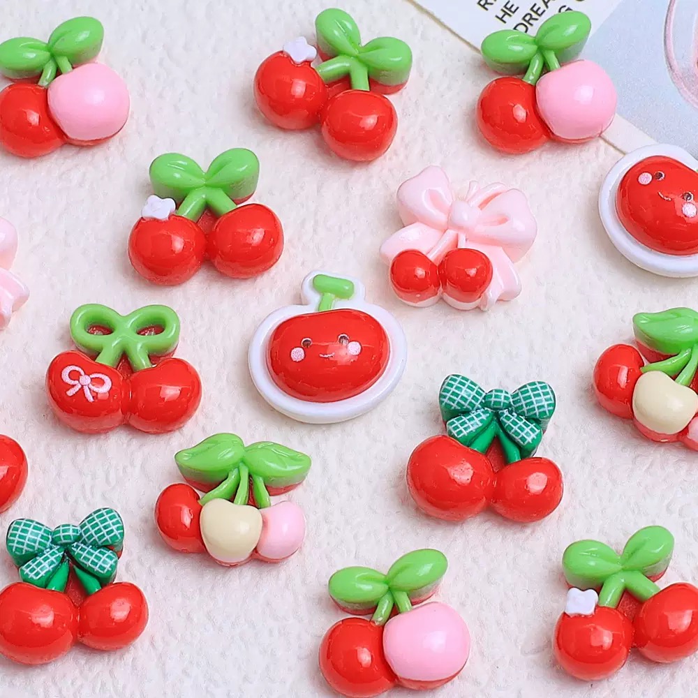 20Pcs Cute Mini cartoon with v - Nail Art Red Cherry review and price