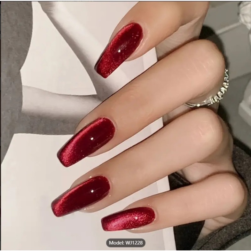 24Pcs Red Cat's Eye Wearing Na - Nail Art Red Cherry review and price
