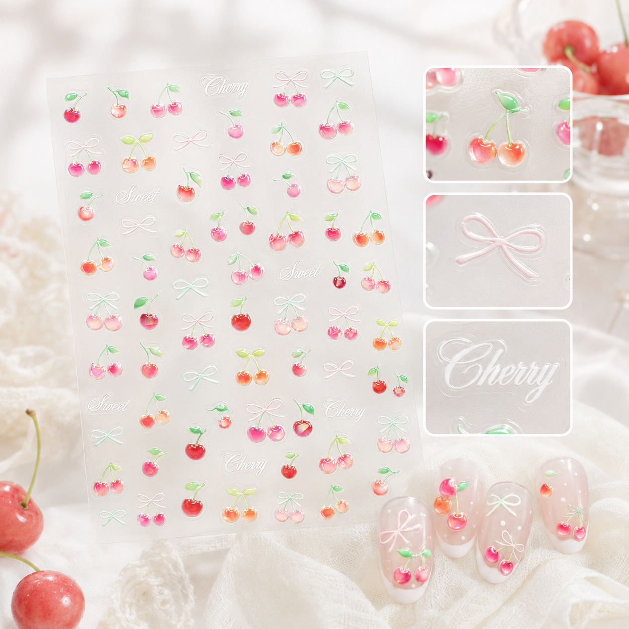Cute Jelly 5D Nail Art Sticker - Nail Art Red Cherry review and price