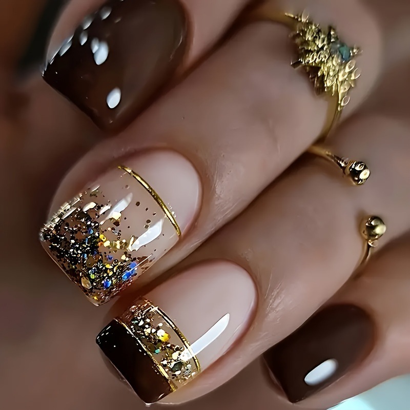 Short Square fake nails for wo - Nail Art Glitter review and price