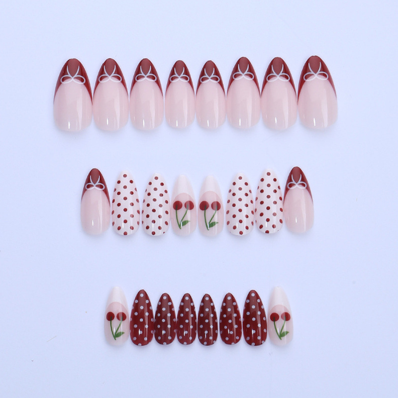 24PCS Fanshion Red French Pres - Nail Art Red Cherry review and price