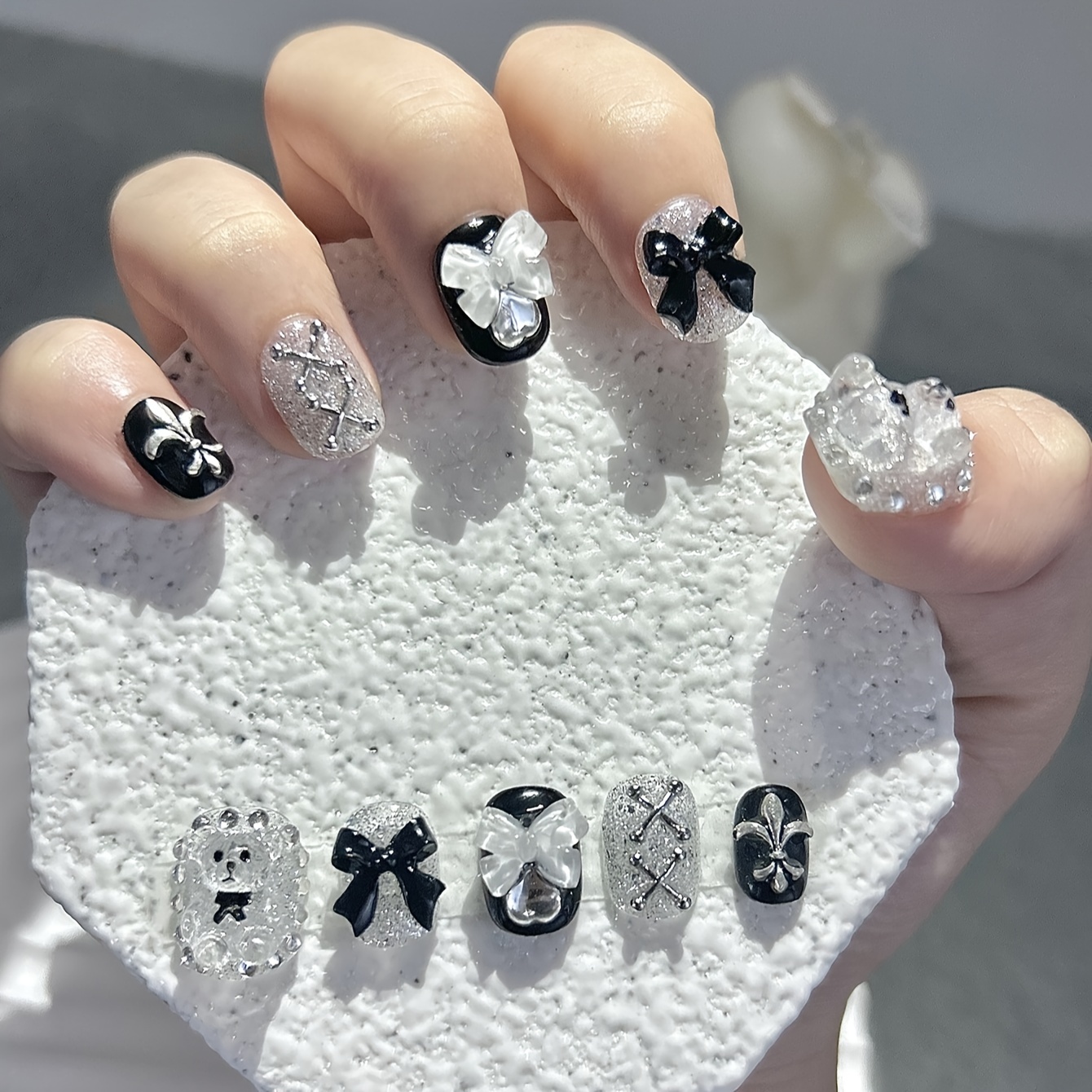 10 PCS Sheer Lace Bear Nail Ar - Nail Art Glitter review and price