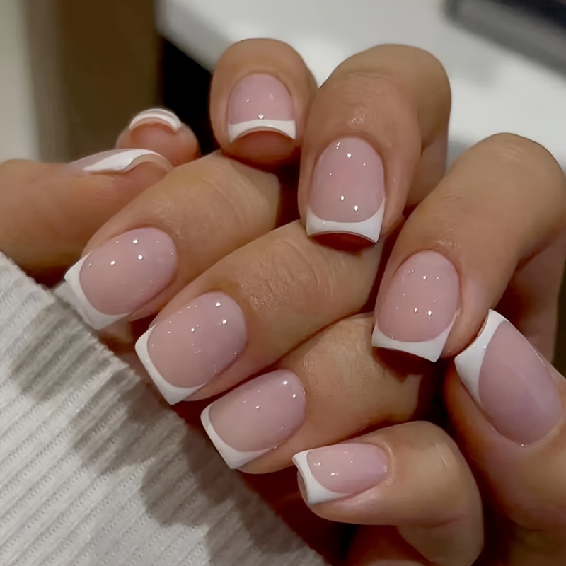 24Pcs Short Square White Franc - Nail Art French review and price