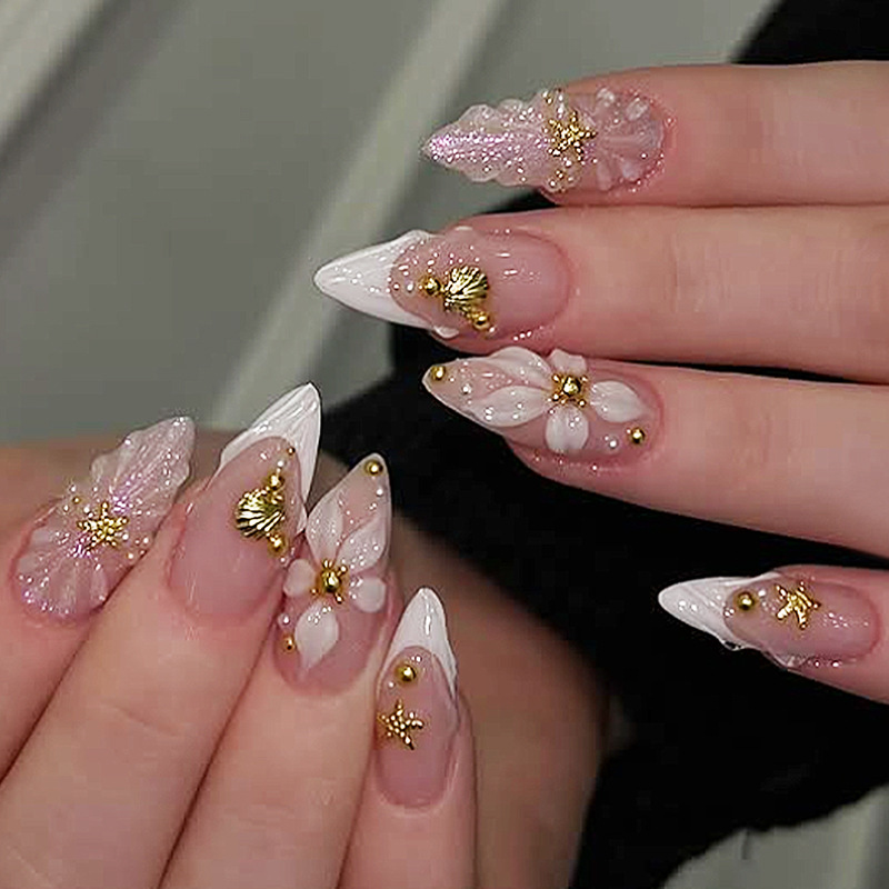 24pcs Finished Almond Press on - Nail Art Fake review and price