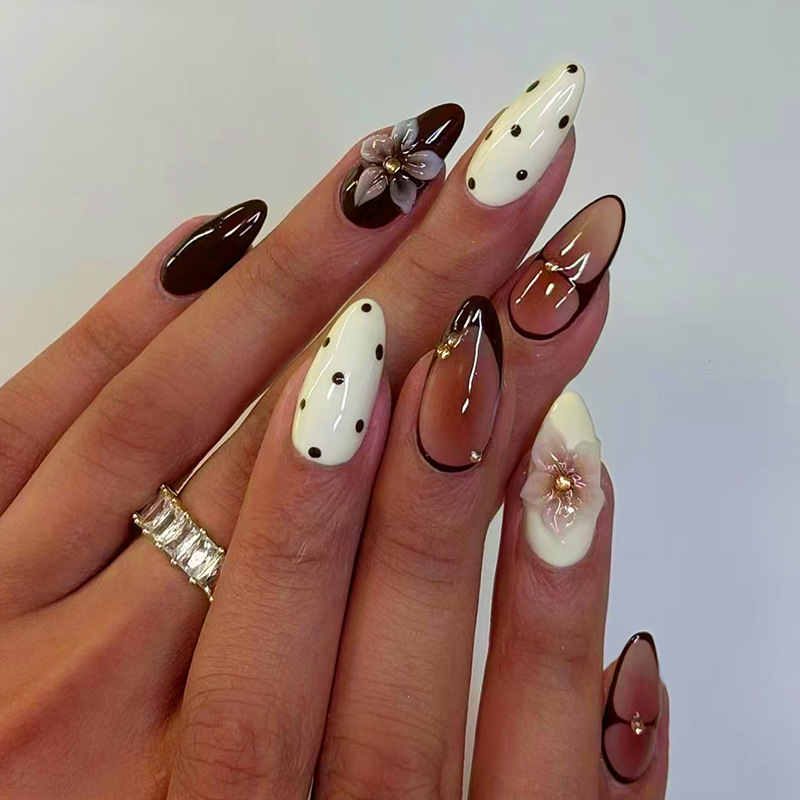 24pcs Finished Almond Press on - Nail Art Fake review and price
