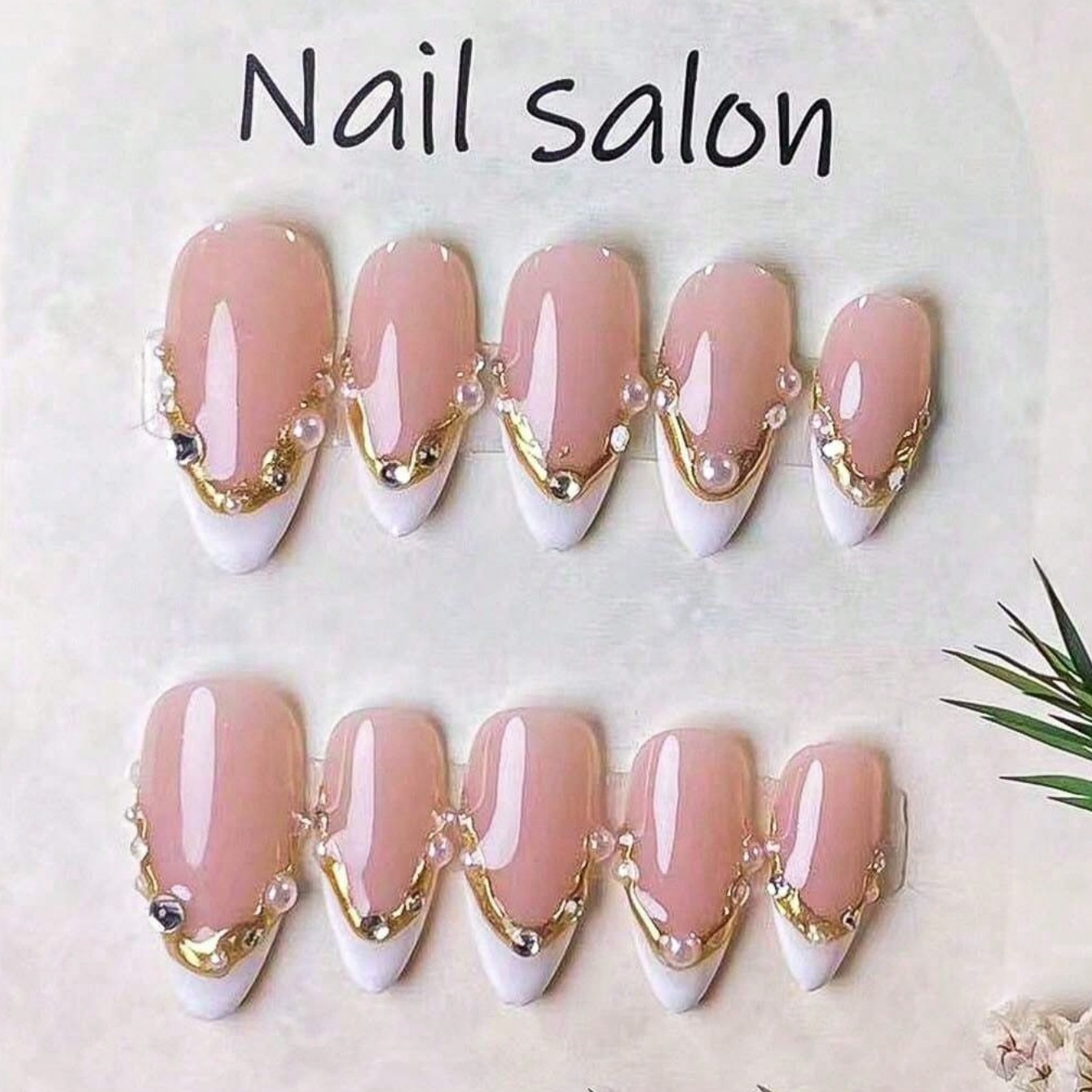 10 Pieces of Handmade Almond-S - Nail Art French review and price