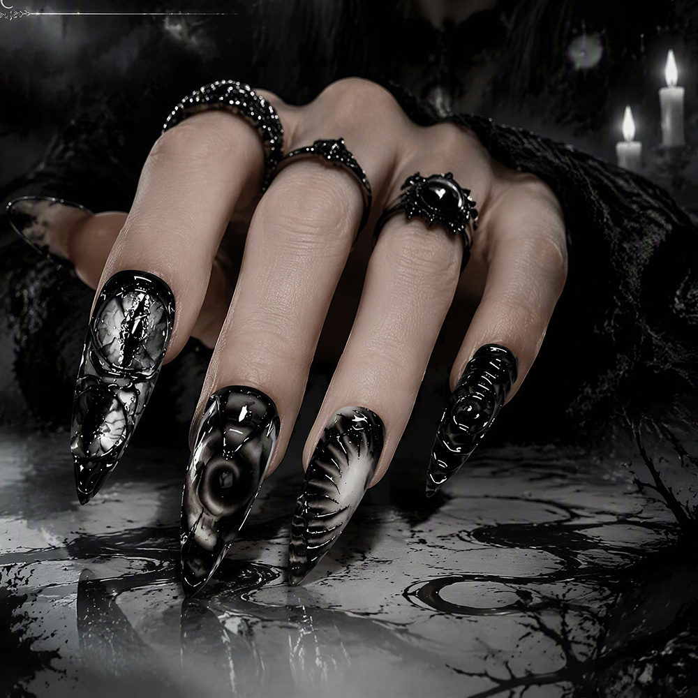 Stiletto Gothic Press On Nails - Nail Art Fake review and price