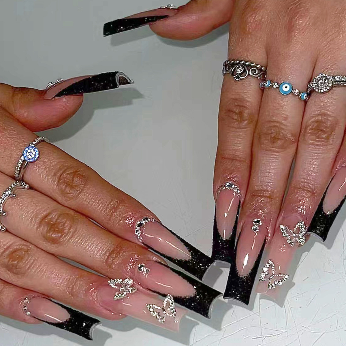 24pcs Black French Fake Nails  - Nail Art French review and price