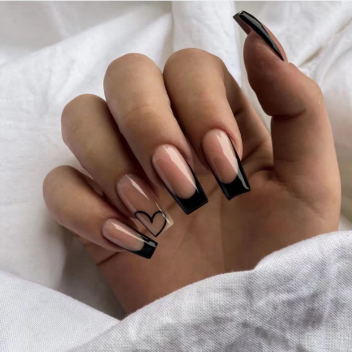 24pcs Black French Fake Nails  - Nail Art French review and price