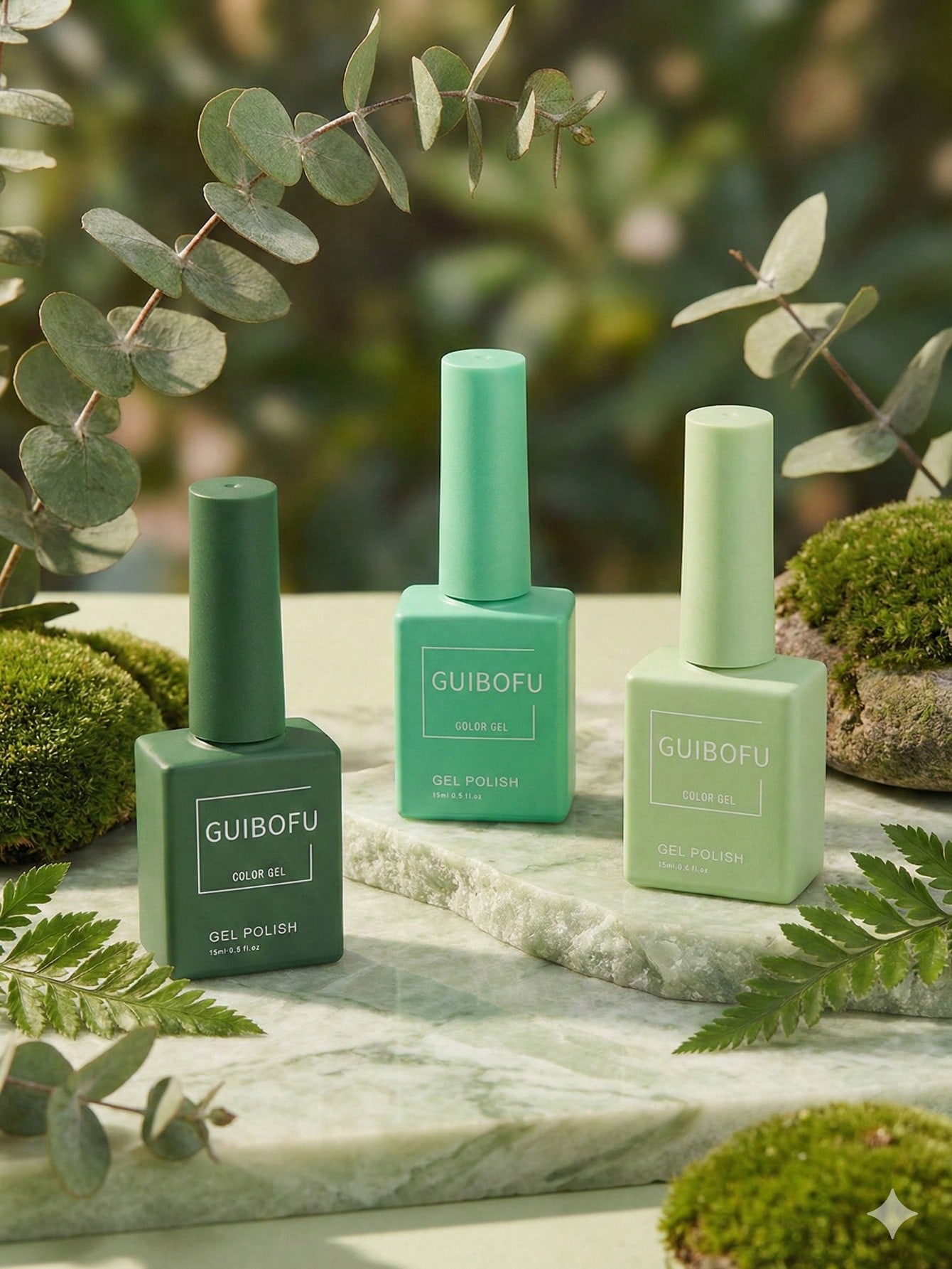 3Pcs/Set 15ml Forest Green Gel - Nail Art Emerald Green review and price