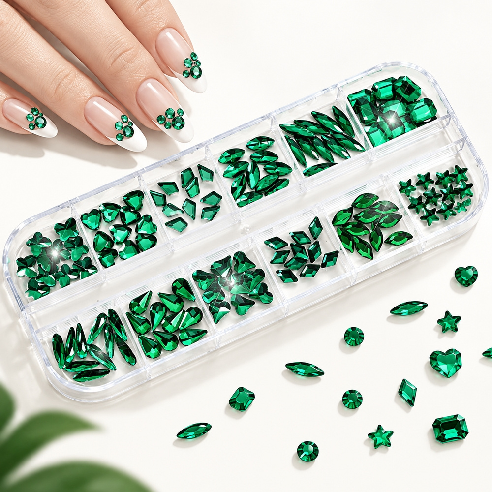 2Box/Set Sparkling Nail Gems S - Nail Art Emerald Green review and price
