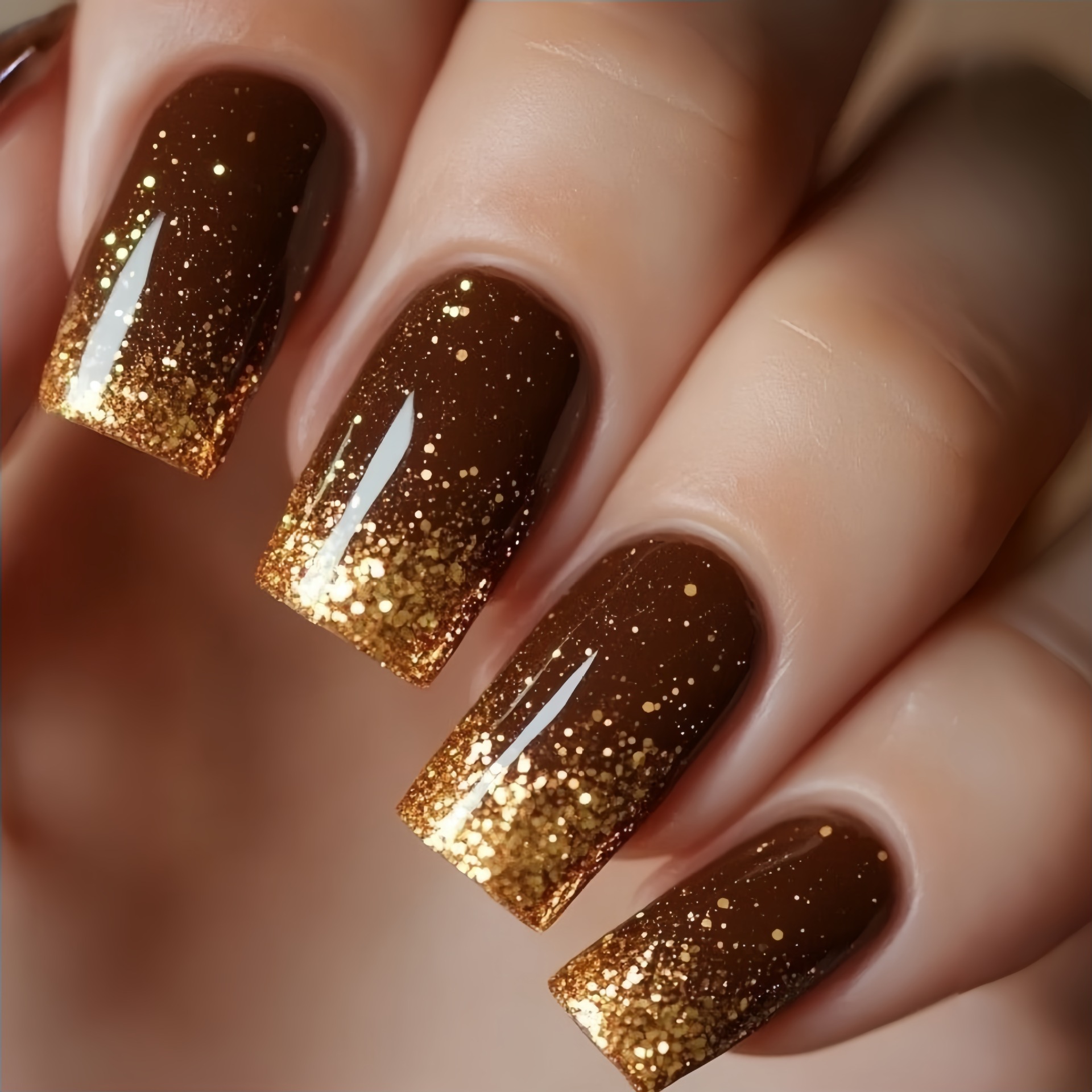 Short Medium fake nails Gradie - Nail Art Glitter review and price