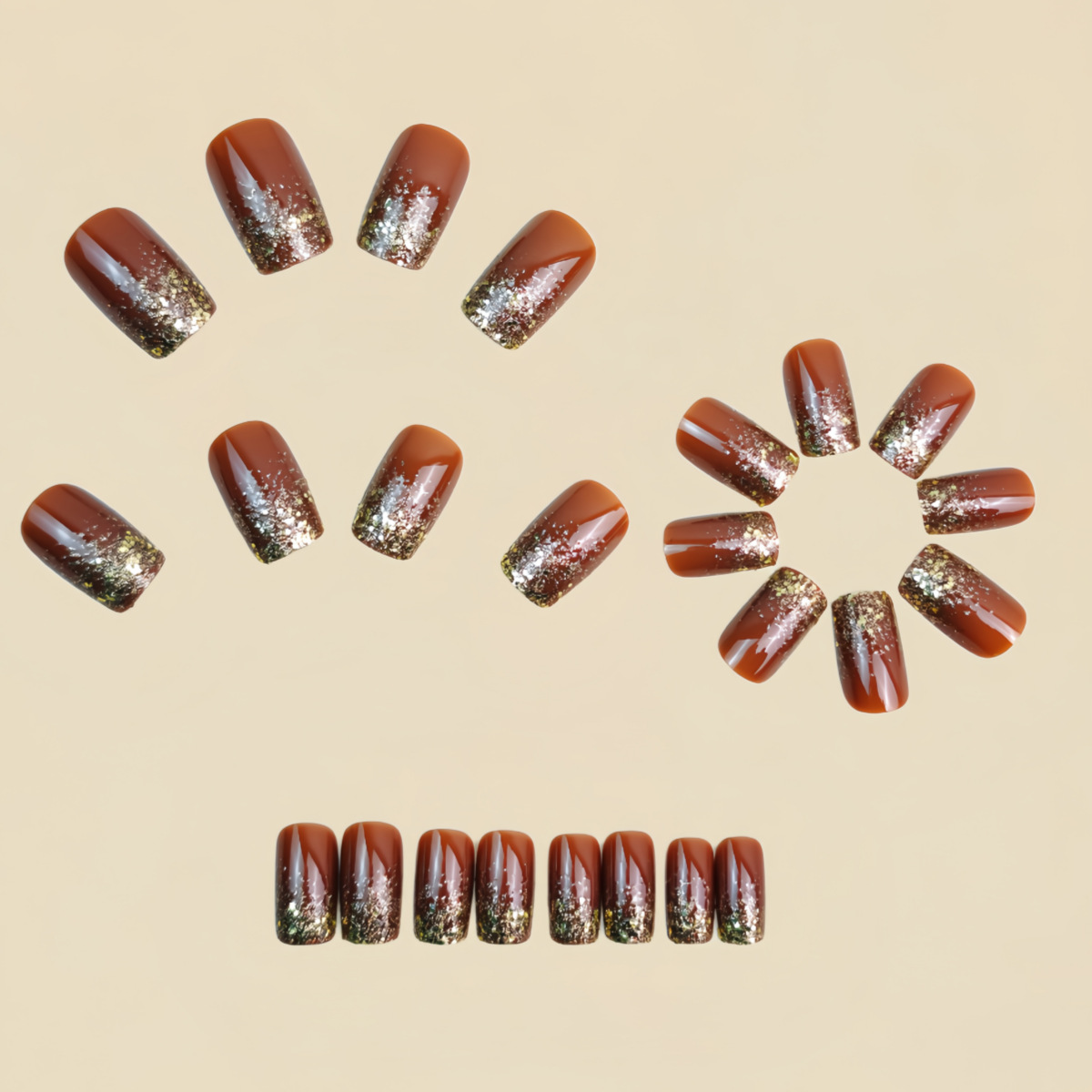 Short Medium fake nails Gradie - Nail Art Glitter review and price