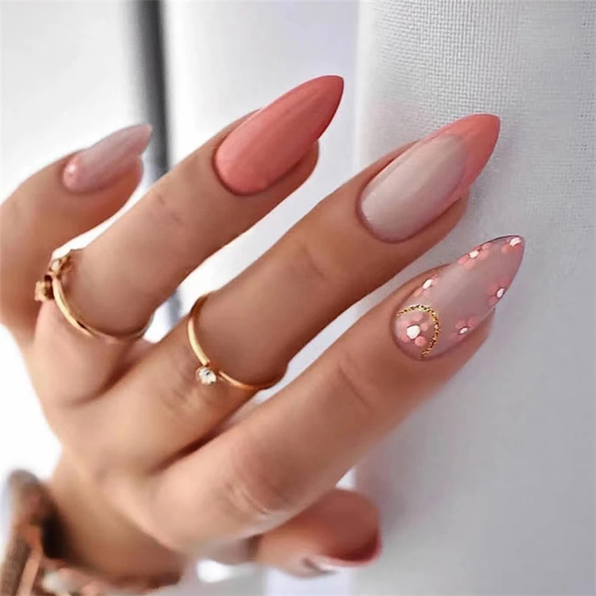 24pcs almond corrugated fake n - Nail Art French review and price