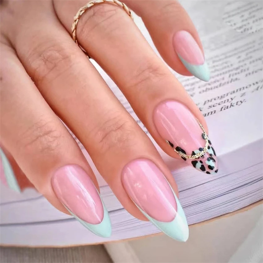 24pcs almond corrugated fake n - Nail Art French review and price