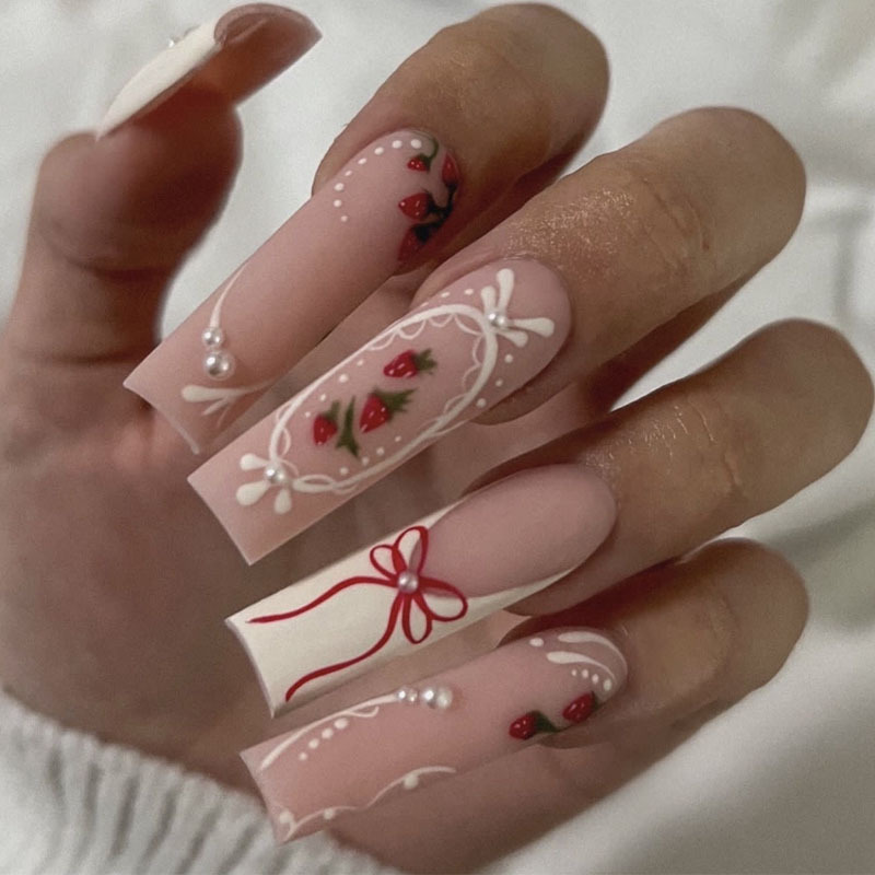 24pcs Flower Press on Nails Ar - Nail Art French review and price