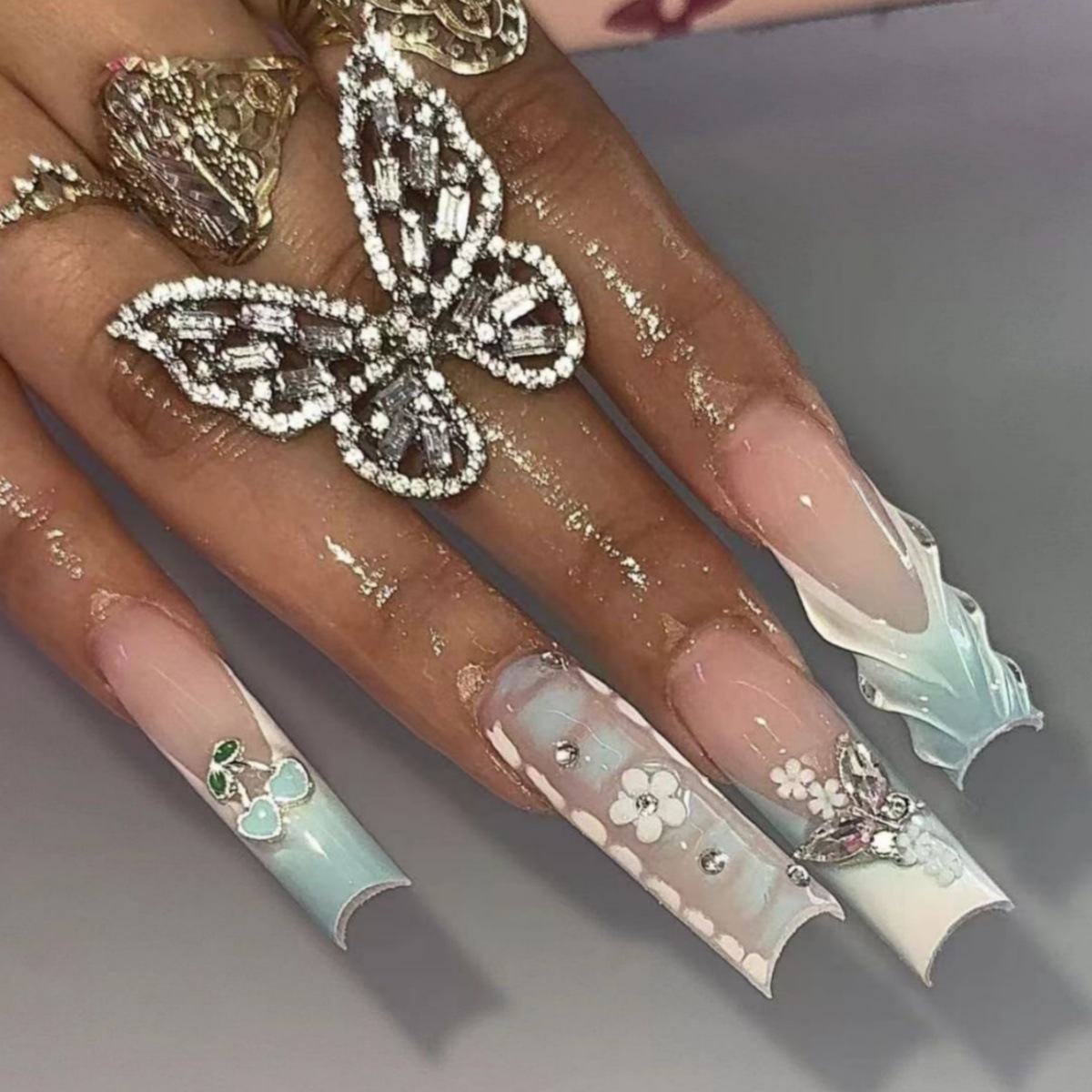 24pcs Flower Press on Nails Ar - Nail Art French review and price